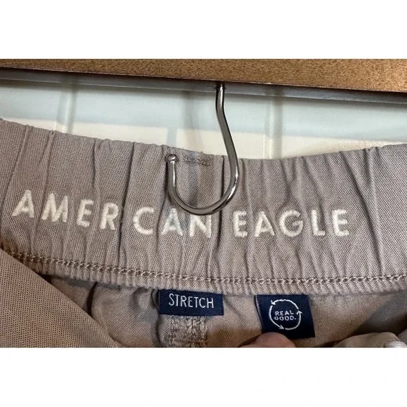American Eagle Pants Womens 12 Cargo Mid Rise Baggy Wide Leg Stretch Boho - Picture 2 of 8